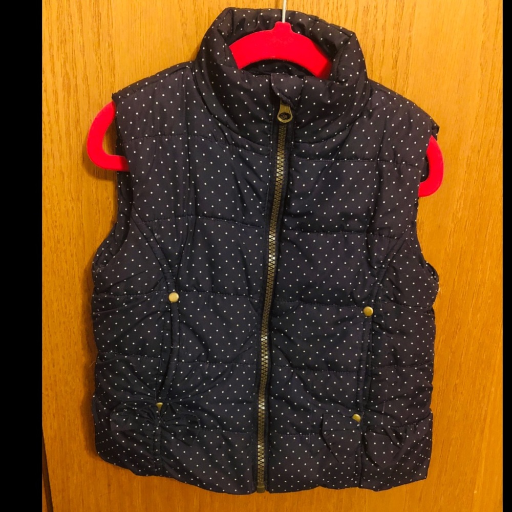 Toddler Girl Vest Navy Vest Polka dots